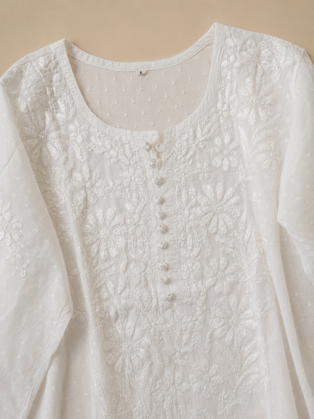 White Dobby Cotton Chikankari Women Kurta