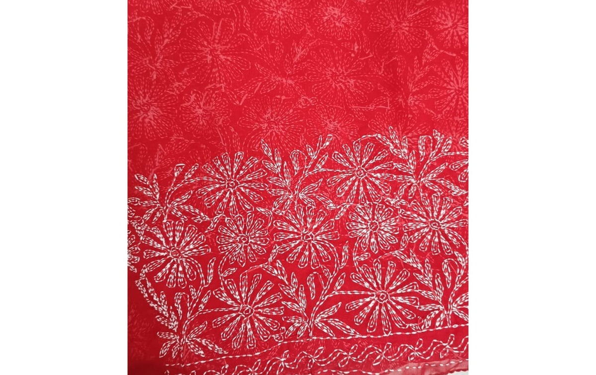 Full Jaal Red Tepchi saree